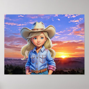 Sunset Cowgirl  Poster