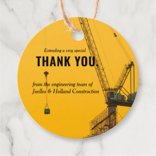 Sunset Crane   Construction Themed Minimal Favour Tags