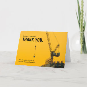 Sunset Crane Construction Themed Thank You Card