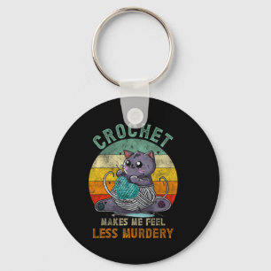 Sunset Crochet Cat Mom Makes Me Feel Less-murdery Keychain