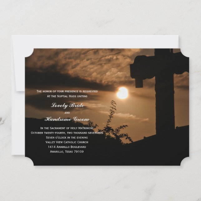 Sunset Cross-Catholic Faire-part de mariage (Devant)