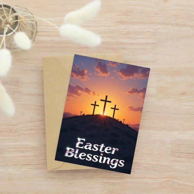 Sunset Cross Easter Blessings  Card (Creator Uploaded)