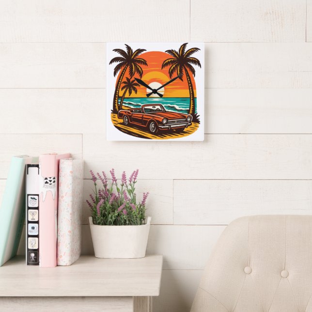 Sunset Cruise Paradise Square Wall Clock (Reading Room)