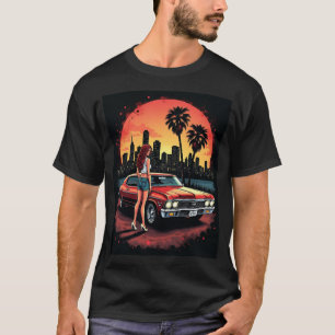 Sunset Cruise Siren: Classic Ride & City Lights T-Shirt