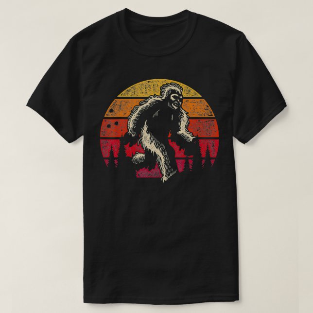 Sunset Cryptozoology Sasquatch Yeti Cryptid Retro  T-Shirt (Design Front)