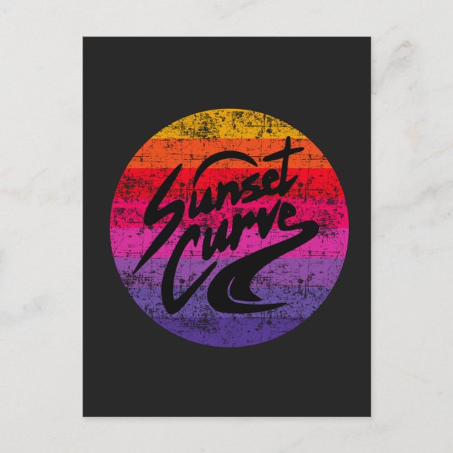 Sunset Curve retro design Holiday Postcard (Front)