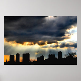 Sunset Cutting Through the Storm Poster