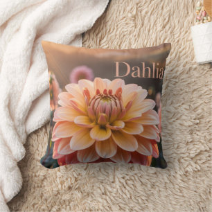 Sunset Dahlia Garden Throw Pillow