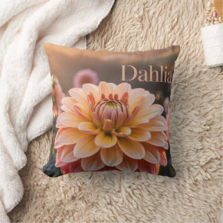Sunset Dahlia Garden Throw Pillow