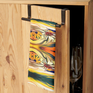 Sunset daisies on the ocean kitchen towel