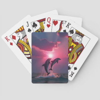 Sunset Dance: Dolphins in Harmony Playing Cards