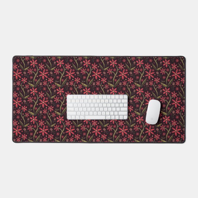 Sunset | Dancing Watercolor Daisies Desk Mat (Keyboard & Mouse)