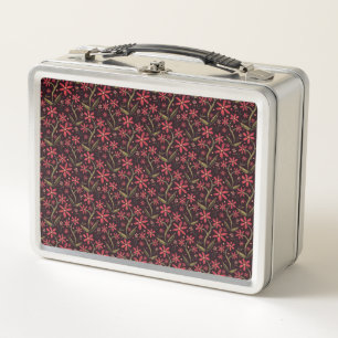Sunset Dancing Watercolor Daisies Metal Lunch Box