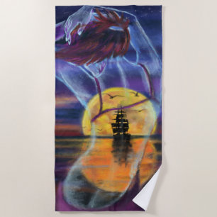 Sunset Dancing Woman Beach Towel