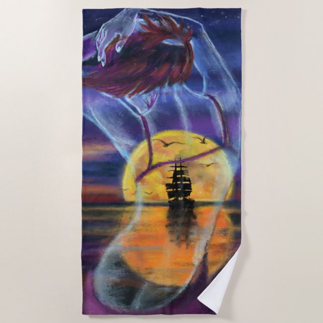 Sunset Dancing Woman Beach Towel (Front)