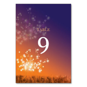 Sunset Dandelions Ombre Wedding Table Number
