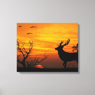 Sunset Deer Canvas Print