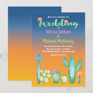 Sunset Desert Cactus Wedding Invitation