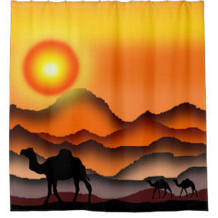 Sunset Desert Camel Douche rideau