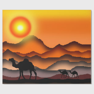 Sunset Desert Camels Wrapping Paper