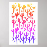 Sunset Desert Fun Cactus Pink Pattern Watercolor