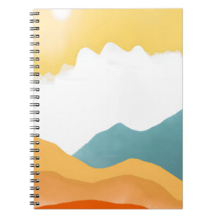 Sunset Desert Mountain Landscape Art Notebook