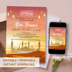 Sunset Desert Ramadan Iftar Dinner Invitation