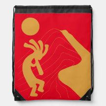 Sunset Desert Sunset Kokopelli Drawstring Bag