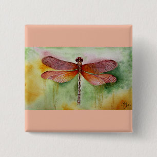 Sunset Dragonfly 2 Inch Square Button