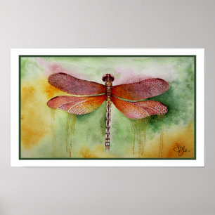 Sunset Dragonfly Poster