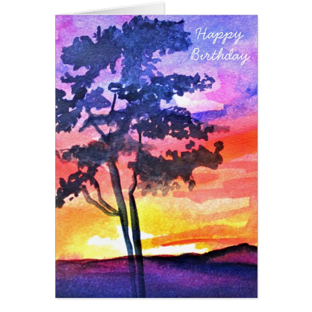 Sunset Dreaming landscape watercolor art (Front)