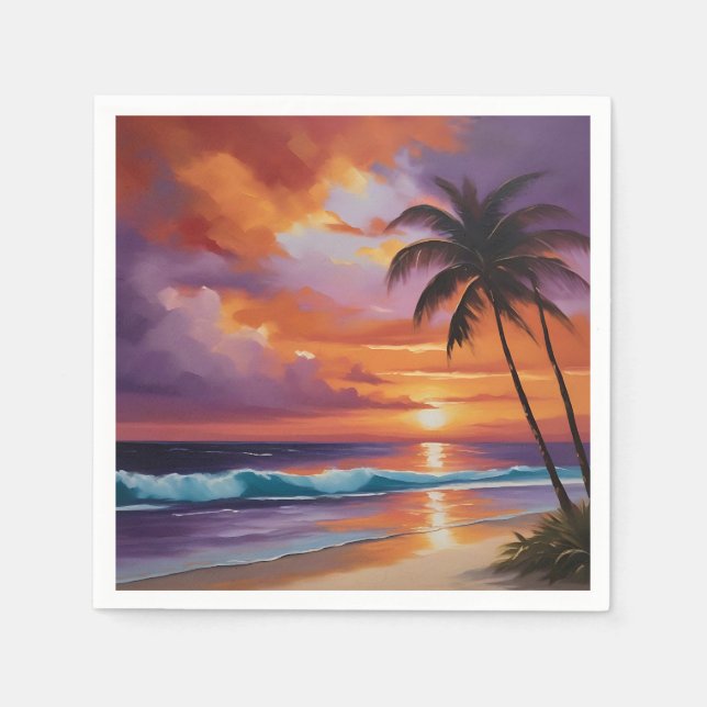 Sunset Dreams Tropical Beach Napkin (Front)