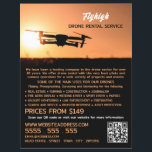 Sunset Drone Silhouette, Drone Rental Company Flyer<br><div class="desc">Sunset Drone Silhouette,  Drone Rental Company Advertising Flyers By The Business Card Store.</div>
