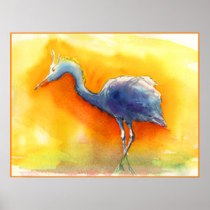 Sunset Egret Poster