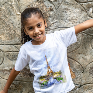 Sunset Eiffel Tower Paris French Watercolor T-Shirt
