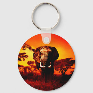Sunset Elephant Keychain