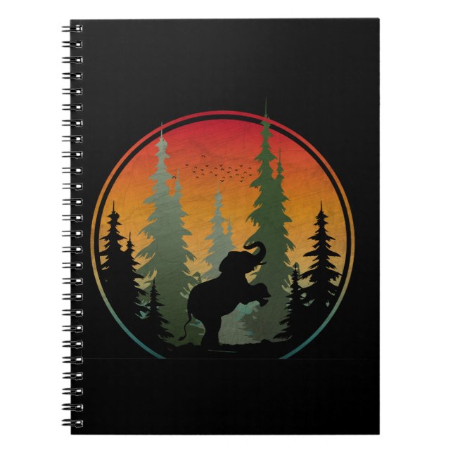 Sunset Elephant Nature Scenery Notebook (Front)
