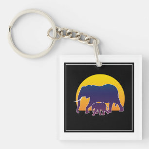 Sunset Elephants Keychain