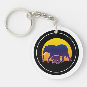 Sunset Elephants Keychain