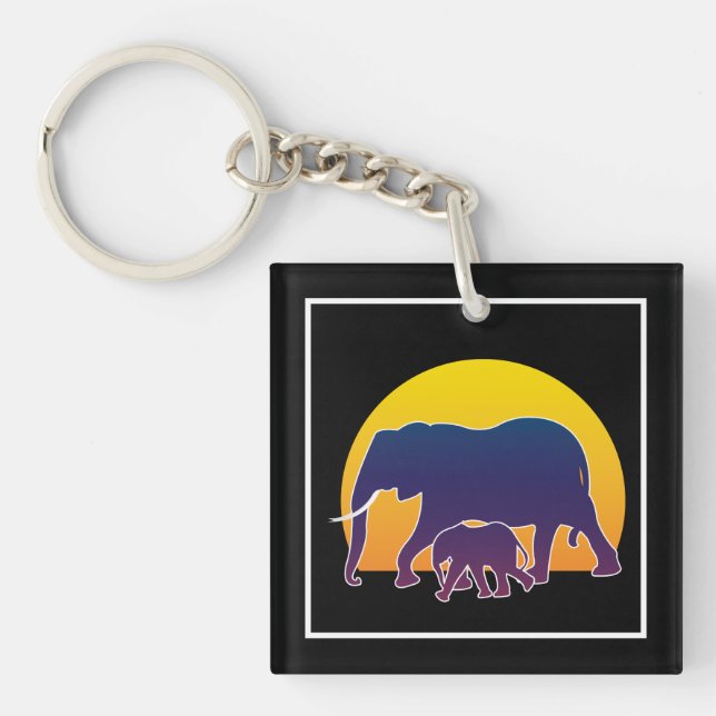 Sunset Elephants Keychain (Front)