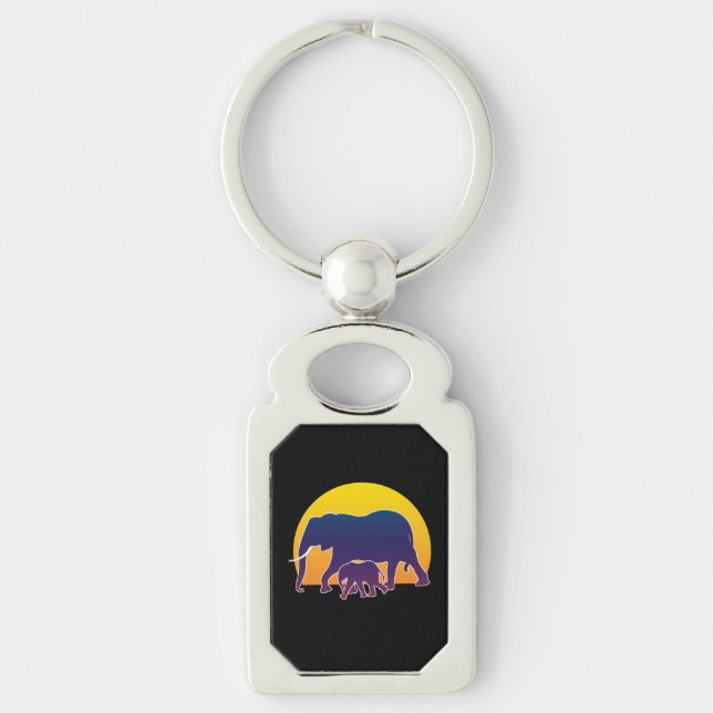 Sunset Elephants Keychain (Front)