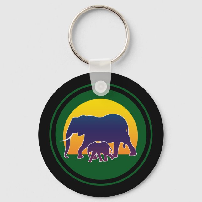 Sunset Elephants Keychain (Front)