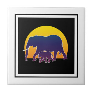 Sunset Elephants Tile