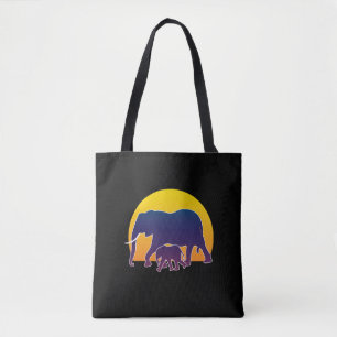 Sunset Elephants Tote Bag