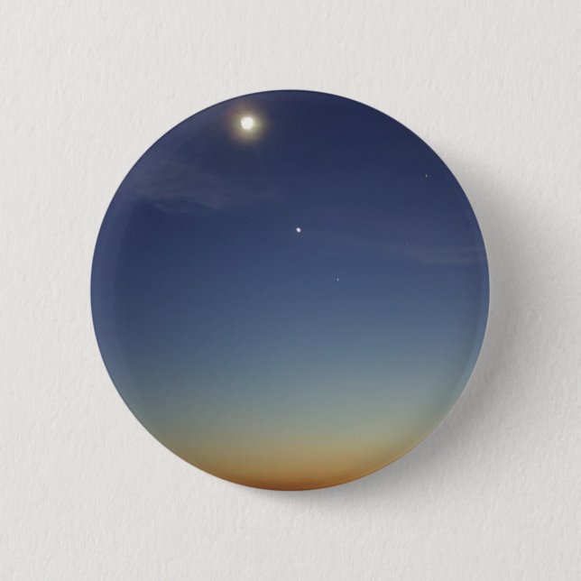 Sunset Evening Moon Stars 2 Inch Round Button (Front)