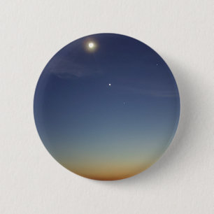 Sunset Evening Moon Stars 2 Inch Round Button