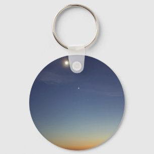 Sunset Evening Moon Stars Keychain