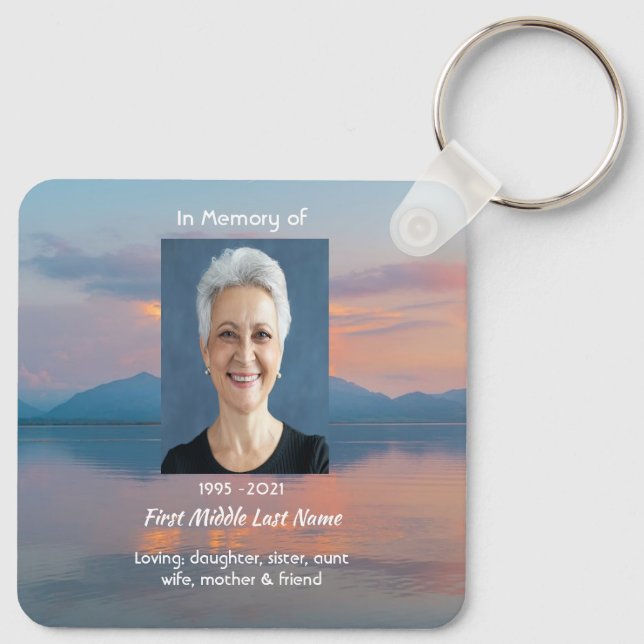 Sunset Evening Sky Dusk Memorial Pocket Keepsake Keychain (Back)