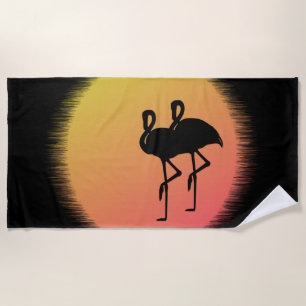Sunset Flamingos Beach Towel