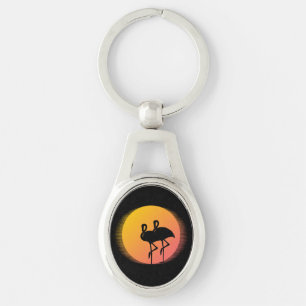 Sunset Flamingos Keychain